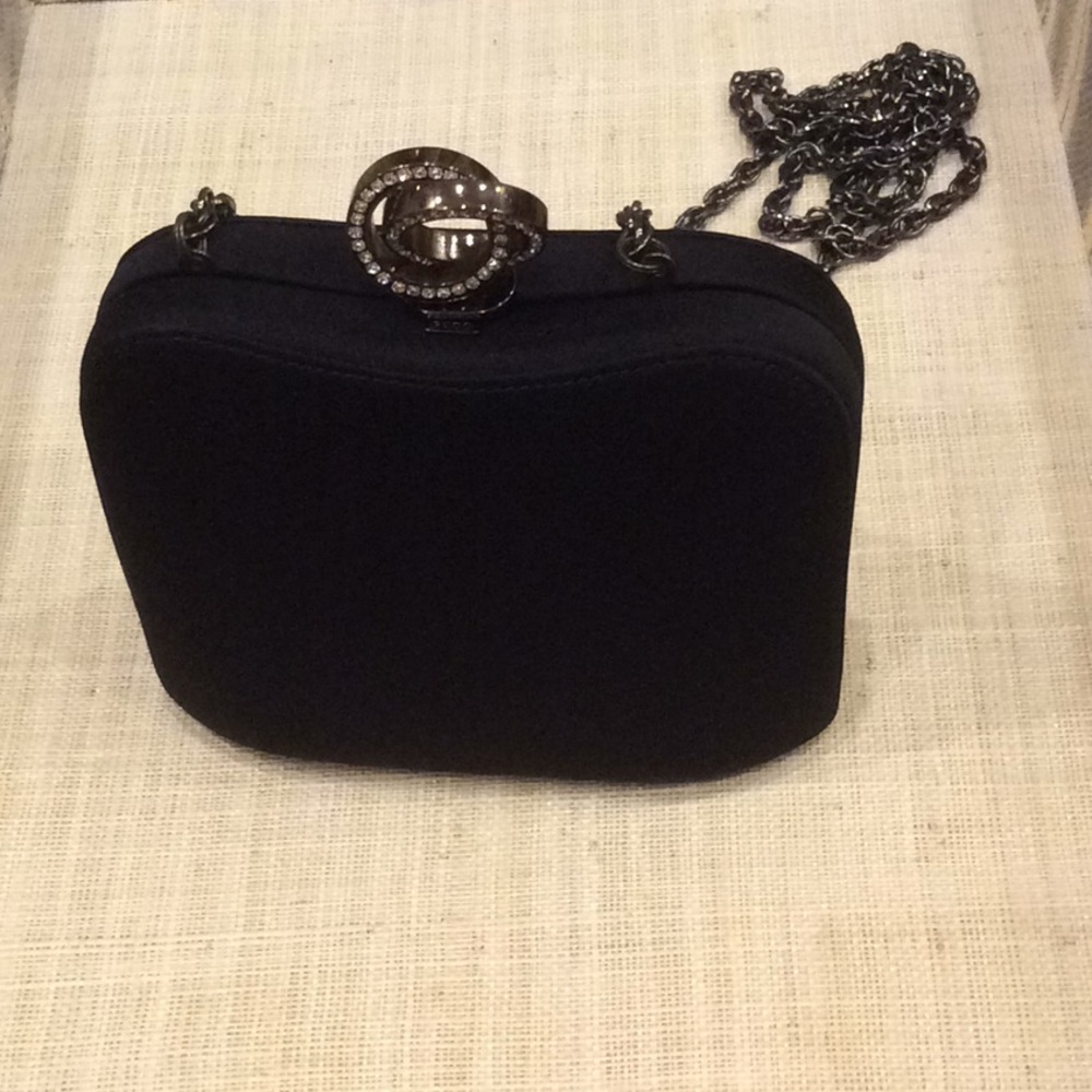 Black satin evening bag